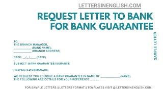 Request letter for Bank Guarantee – Sample Letter to Bank Manager for Bank Guarantee