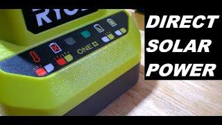 Ryobi Solar 18V Battery Charger - Clean Direct DC Power Input from Solar Panel