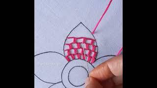 Very Easy hand embroidery tutorial for beginners beautiful net and buttonhole  stitch flower