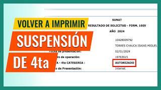 Volver a IMPRIMIR suspensión de cuarta categoría 2024 | Suspensión de 4ta