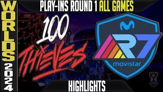 100 vs R7 Highlights ALL GAMES | Worlds 2024 Play Ins Round 1 | 100 Thieves vs Rainbow7