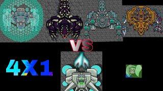 Rusted Warfare mod Quantumnium Warfare Crescentia assaut Mecha VS to the four mutant machines