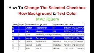 mvc checkbox selected row color background change jquery 3.3.1