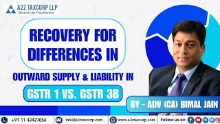 Recovery for differences in outward Supply & Liability in GSTR 1 vs. GSTR 3B || Adv (CA) Bimal Jain