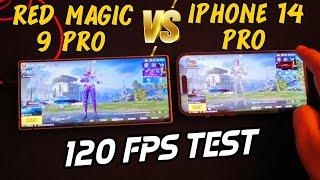 RED MAGIC 9 PRO VS IPHONE 14 PRO  120 FPS PUBG TEST