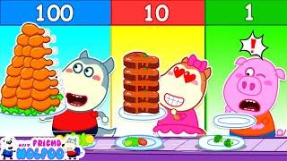 Wolfoo, Lucy & Piggy: 100 Layers of Food Challenge #4 | Kids Cartoon