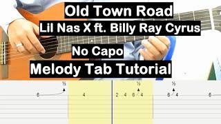 Old Town Road Guitar Lesson Melody Tab Tutorial No Capo Guitar Lessons for Beginners