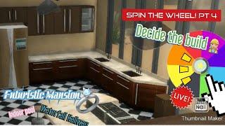 FUTURISTIC MANSION BUILD | SPINNING THE WHEEL to decide my sims' house build | PT 4