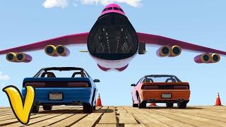 GTA 5 STUNTS JUMPING OVER LAND ACT DAM INTO CARGO PLANE! :: GTA 5 Stunts Compilation