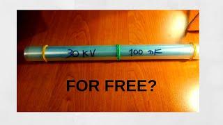 How to make a big High Voltage capacitor with household items