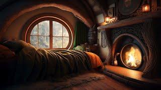 Cozy Hobbit Home / Serene Bedroom Retreat with Warm Fireplace and Soothing Rain Sounds for Sleeping