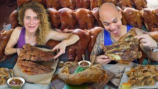 INSANE Street Food in Quezon City Philippines - CRISPY PATA & ULO PIG HEAD + FILIPINO FOOD IN MANILA