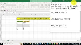 Convert month number into month name in Excel