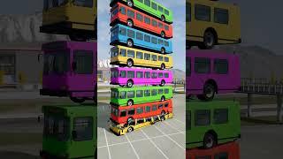 Mixed Rainbow Colour Cars & Buses Fall Crash #7 - BeamNG.Drive