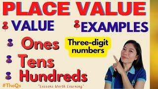 PLACE VALUE |Value of Digits in Three-digit Numbers | Definitions | STEPS | EXAMPLES  |TheQsAcademy