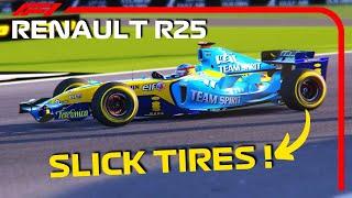 Renault F1 R25 Very Fast on Slick Tires in Abu Dhabi