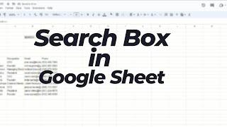 How to create a search box in Google Sheets | Google Sheets tutorial