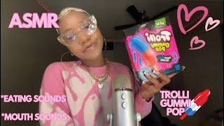 ASMR - Trolli Gummi Popsicle  Chewy Sounds + Mouth Sounds + Whispers + Etc 