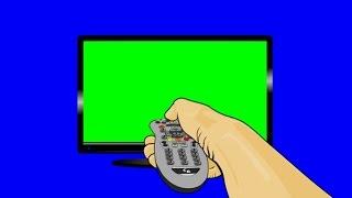 Green Screen TV + Hand and Remote Animation Green Screen / Blue Screen