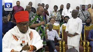 Edo Election: Okpebholo, Oshiomhole, Akpabio Pay Homage To Oba Of Benin