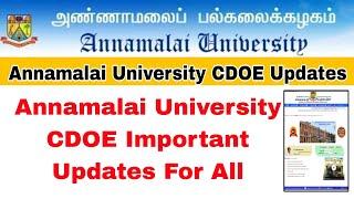 Annamalai University CDOE Important Updates-Must Watch