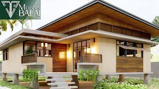 MODERN BAHAY-KUBO SIMPLE HOUSE DESIGN 3-BEDROOM 10.2X10.8 METERS | MODERN BALAI
