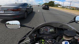 Full Throttle HONDA CBR 600 RR Lane Splitting On Highway!!!!