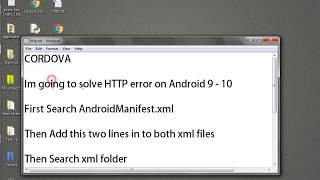 HOW TO SOLVE CORDOVA HTTP Error on Android 9 &10