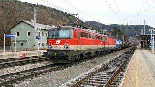 Bahnverkehr an der Semmeringbahn in Payerbach - Reichenau (4K)