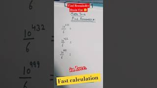 Find Remainder Brain Out |  Remainder Tricks #viral #maths #ssc #tricks #aptitude #quiz #shorts #cgl