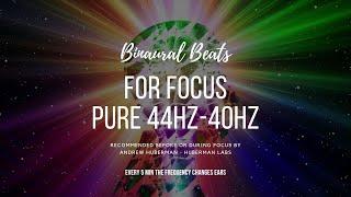 Focus  - Binaural beats 40hz + 44hz stereo - Andrew Huberman recommendations - Pomodoro Method