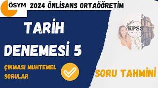 2024 ÖNLİSANS ORTAÖĞRETİM TARİH DENEME -5 #kpss2024 #kpsstarih  #kpssdeneme