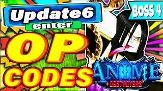 ALL NEW *SECRET OP* CODES *UPDATE 6* ANIME DESTROYERS CODES!  (Anime Destroyers Codes) ROBLOX!