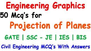 Engineering graphics | Engineering graphics mcq's | projection of planes | EG | mcq on graphics