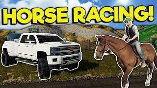 HORSE FARM & RACING IN MULTIPLAYER! - Farming Simulator 19 Gameplay - Chevy & Map Mod