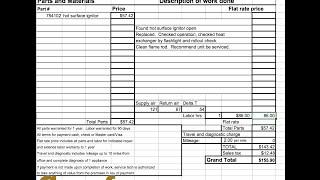 Service invoice time and materials