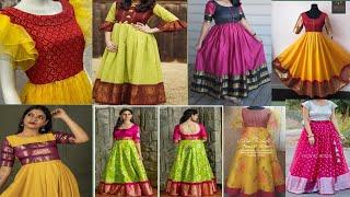 Latest pattu long frock design ideas || trendy party weare long goun designs 2022