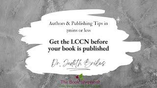 Get the LCCN before your book is published