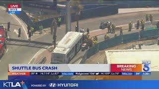 Injuries reported after shuttle bus crashes at LAX