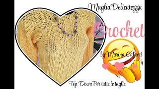  Maglia Top Down uncinetto "Delicatezza"  per tutte le taglie, passo passo