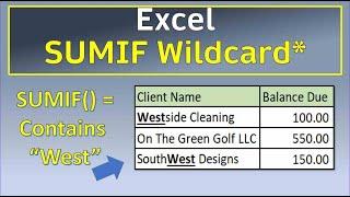 Excel Sumif on Wildcard Match