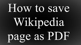 How to save wikipedia page as PDF