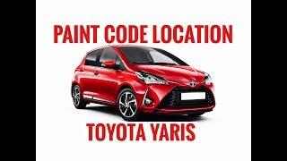 Where is the Paint Code / Colour Code Location on a Toyota Yaris? 2019 - 2013