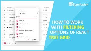 How to Work with Filtering Options in React TreeGrid