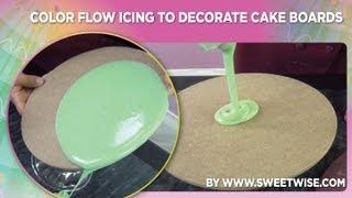 Color Flow Icing to Decorate Cake Boards by www.SweetWise.com