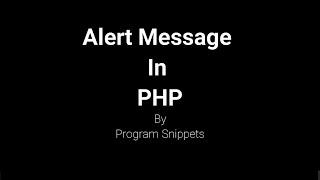 Alert Message In PHP