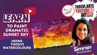 Learn To Paint Dramatic Sunset Sky Using Thoovi Watercolours