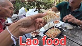 Eating Simple Lao food at a Lao restaurant in  Fresno, California
