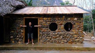 PRIMITIVE SKILLS; Building Stone House (CABIN) wall plastering