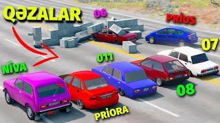 Divara Girən Maşınlar - Ladalar,Vazlar -06,07,08 Niva- Priora - Prius | BeamNG.Drive #sahmarehmedov